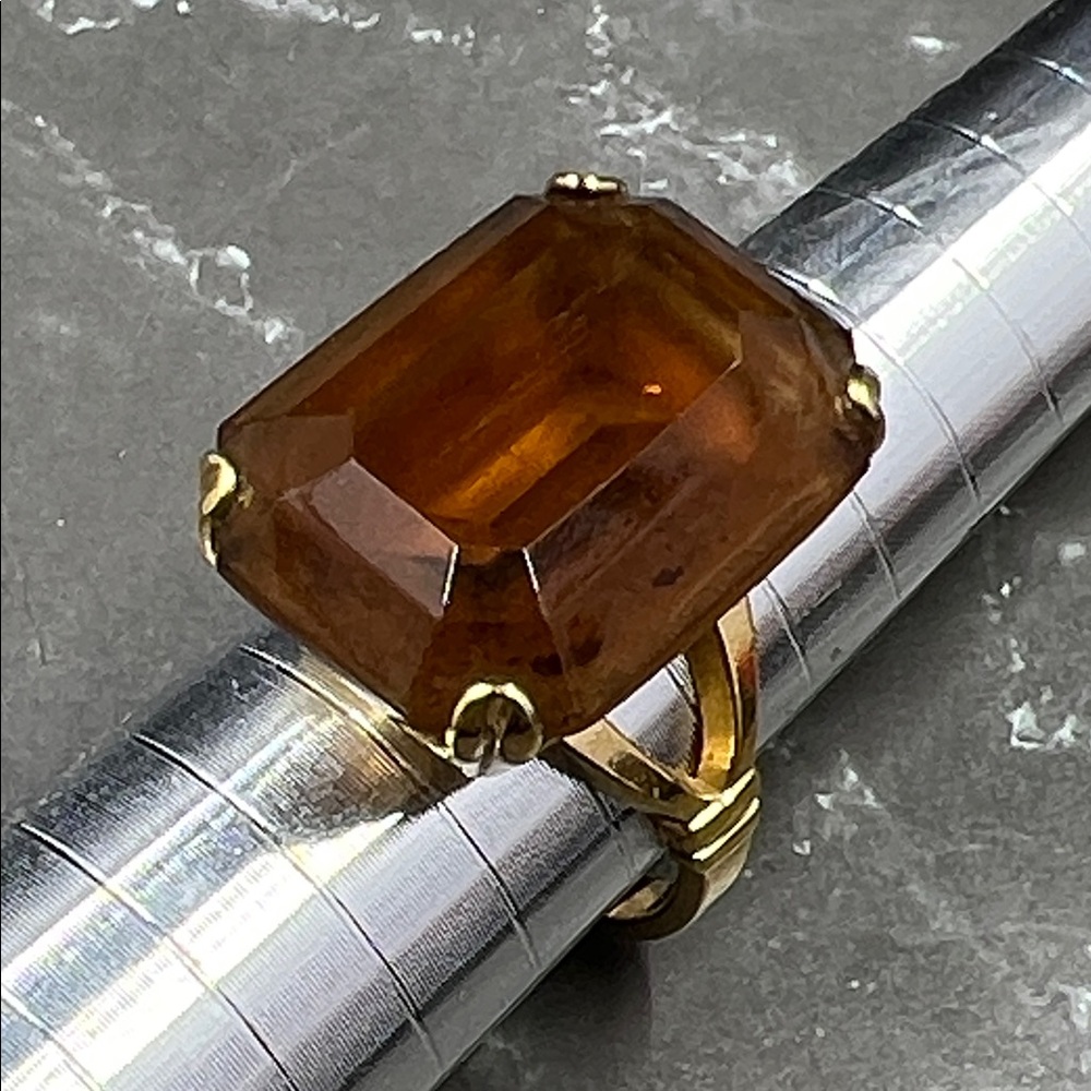 Vintage AVON Smoky Topaz Emerald-Cut Cocktail Ring